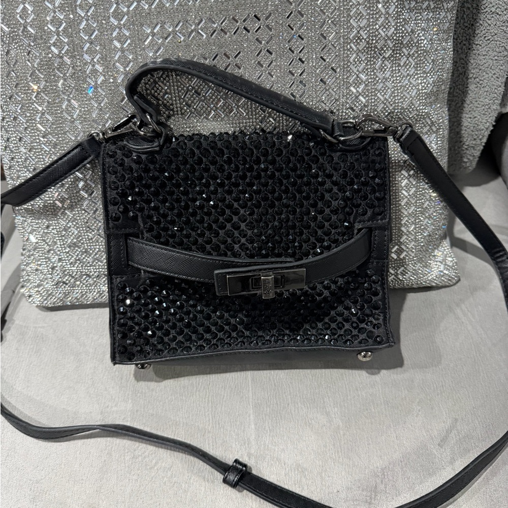 Steve Madden Elegant Black Sequin Handbag